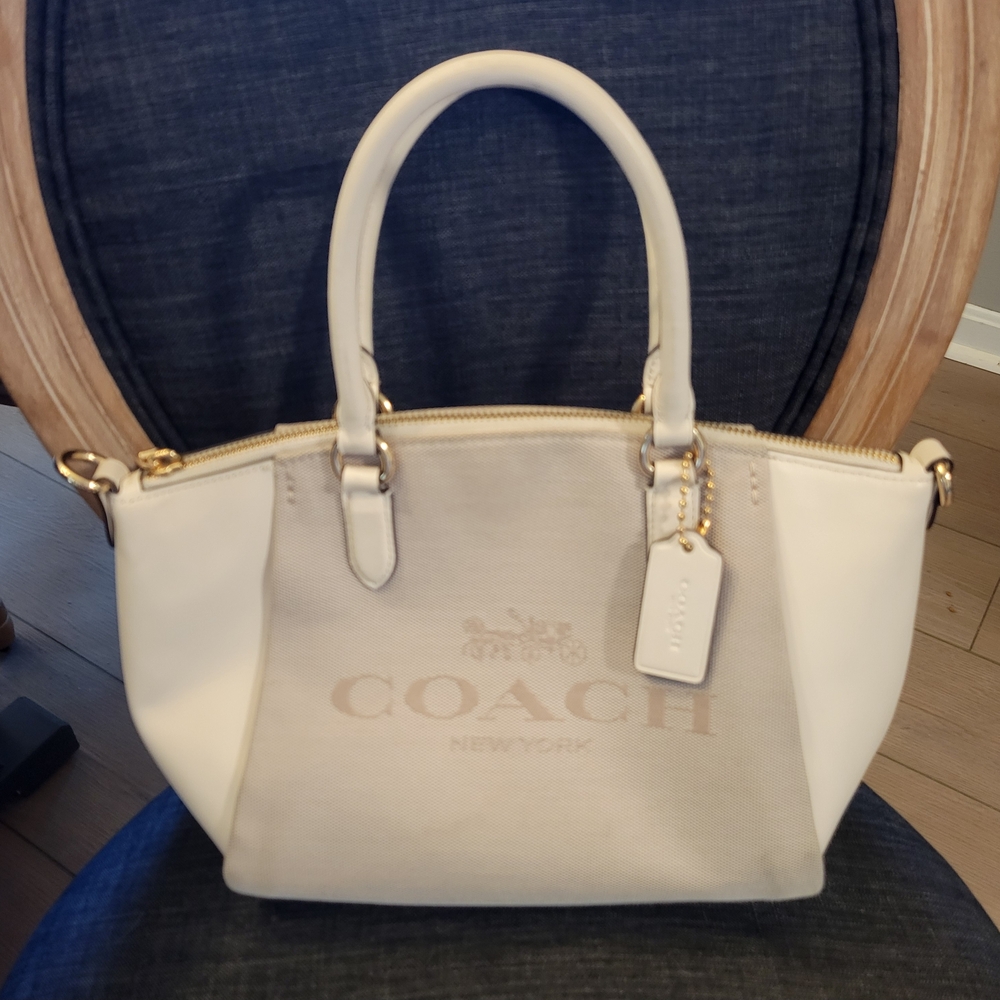 Coach Women's Cream and White Handbag